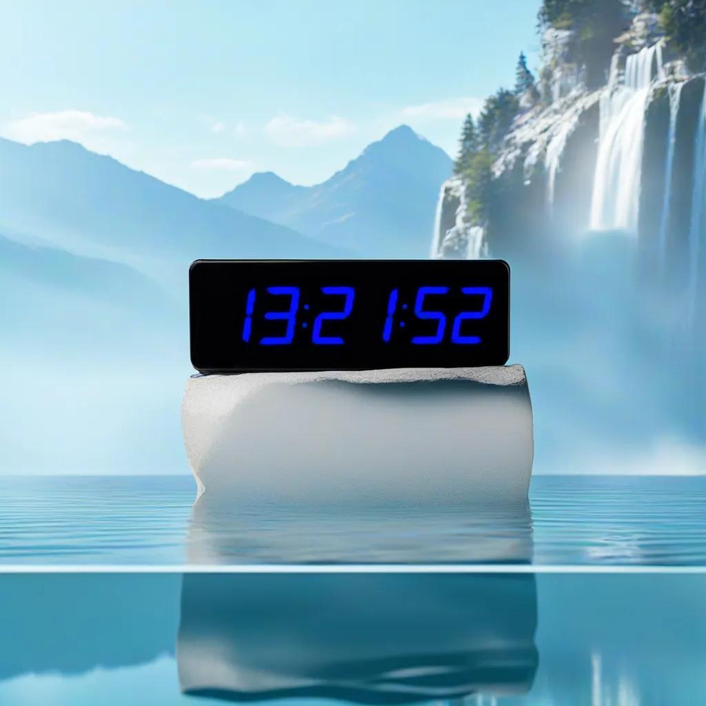 Digital LED Wall and Desk Clock with Seconds Temperature and Humidity - Blue (Case Dimensions: 15x50 cm)