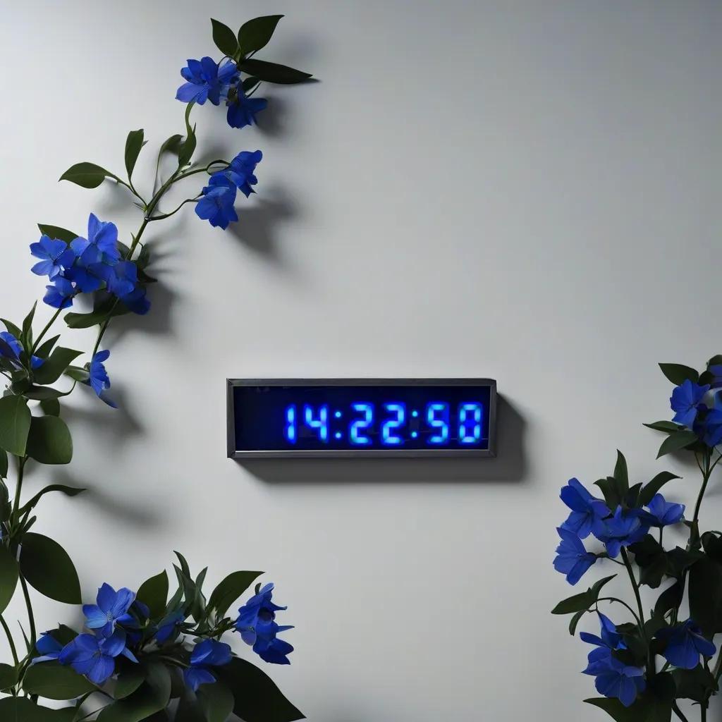 Digital LED Wall and Desk Clock with Seconds Temperature and Humidity - Blue (Case Dimensions: 7x26 cm)