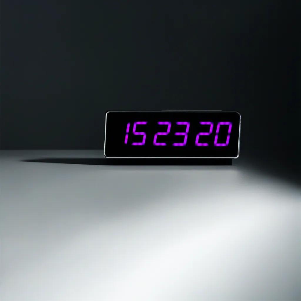 Digital LED Wall and Desk Clock with Seconds Temperature and Humidity - Purple (Case Dimensions: 12x35 cm)