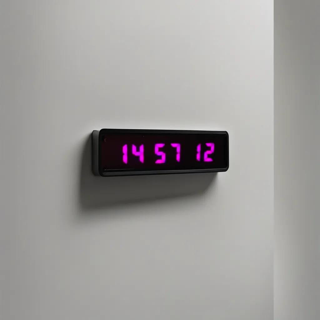 Digital LED Wall and Desk Clock with Seconds Temperature and Humidity - Purple (Case Dimensions: 7x26 cm)