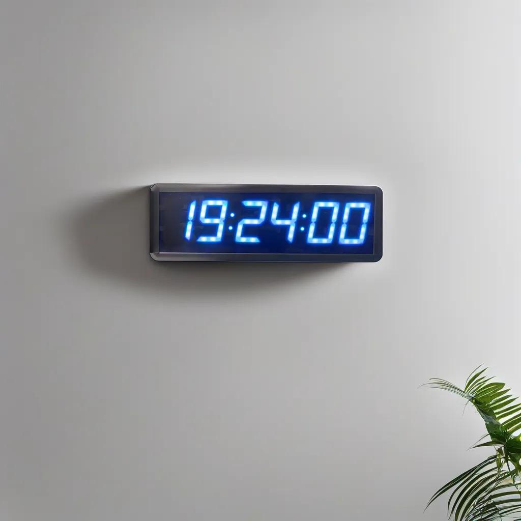 Digital LED Wall and Table Clock with Seconds Temperature and Humidity - Turquoise (Case Dimensions: 12x35 cm)