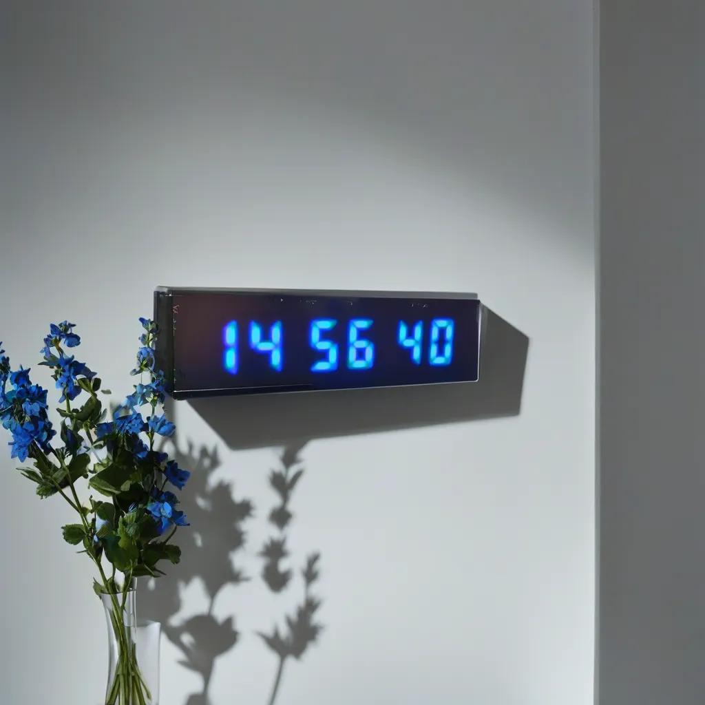 Digital LED Wall and Table Clock with Seconds Temperature and Humidity - Turquoise (Case Dimensions: 7x26 cm)