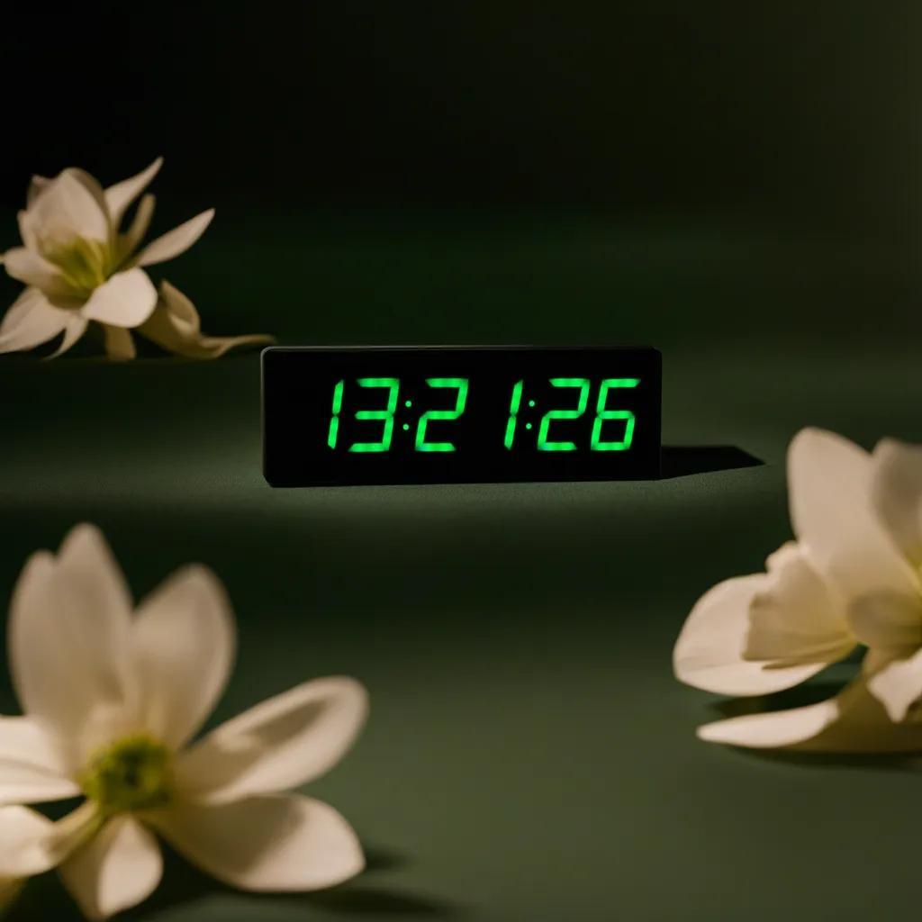 Digital LED Wall and Desk Clock with Seconds Temperature and Humidity - Green (Case Dimensions: 12x35 cm)