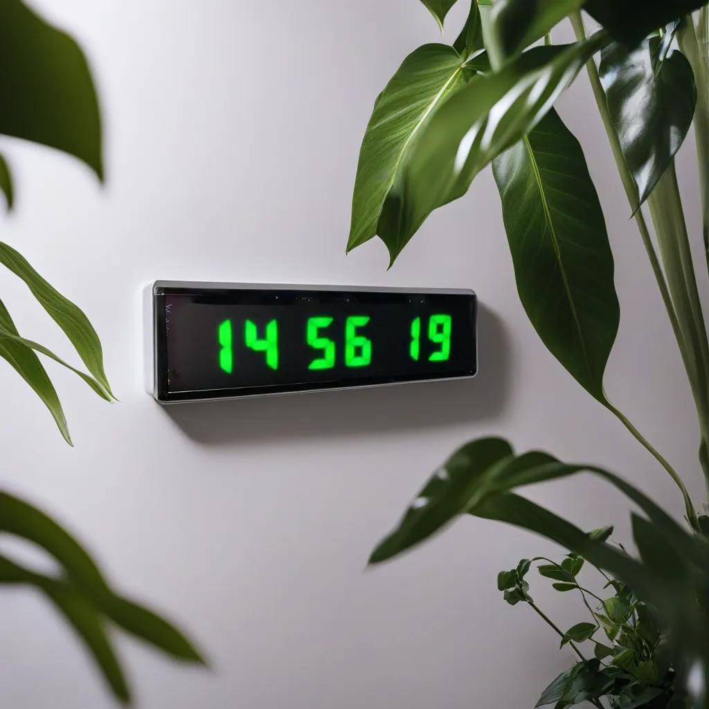 Digital LED Wall and Desk Clock with Seconds Temperature and Humidity - Green (Case Dimensions: 7x26 cm)