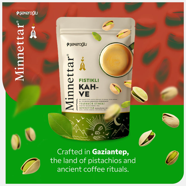 Şekeroğlu Minnettar Pistachio Turkish Coffee – Authentic Turkish Coffee with Ground Pistachio – 165g (5.82 oz) - Exporgin | Türkiye Comes to You