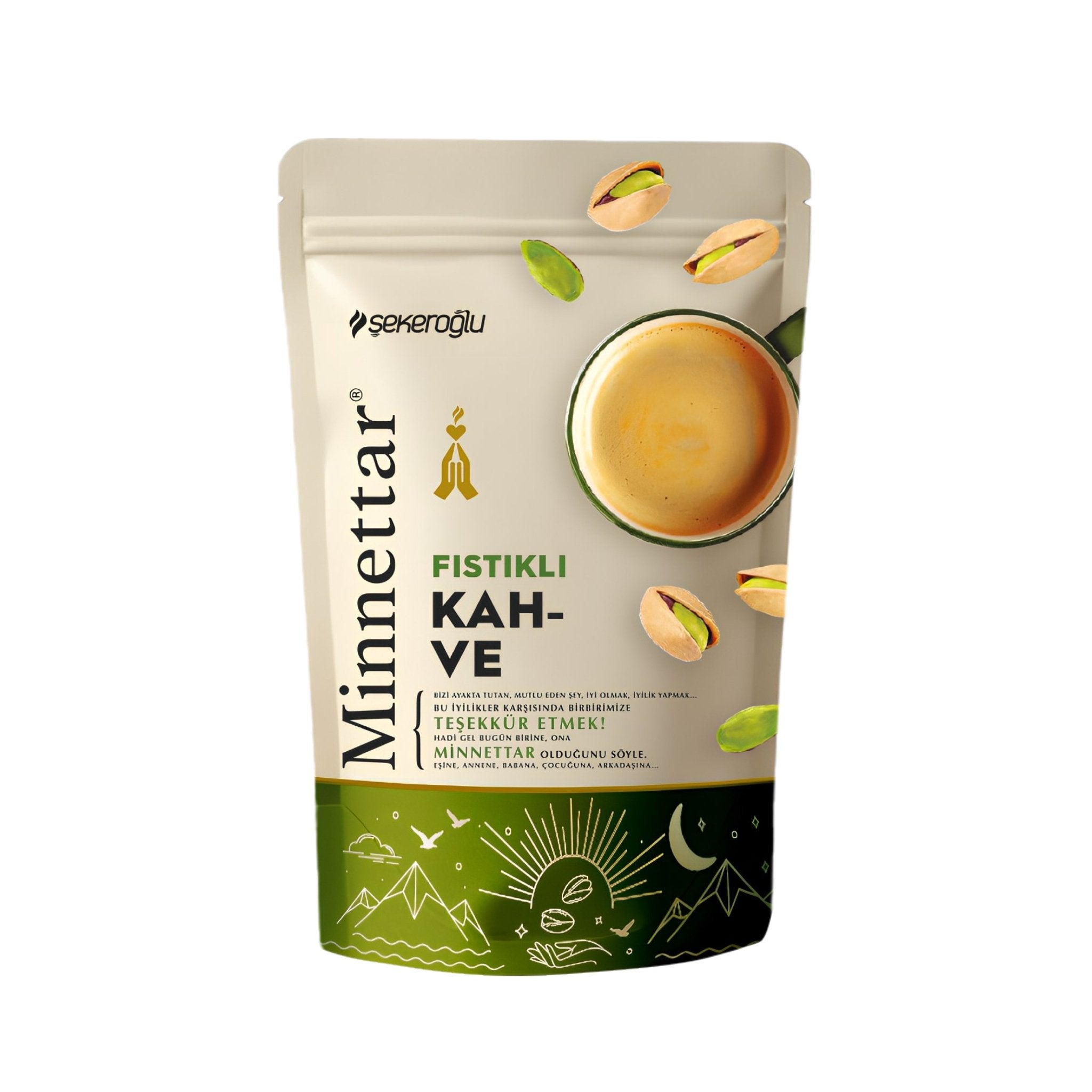 Şekeroğlu Minnettar Pistachio Turkish Coffee – Authentic Turkish Coffee with Ground Pistachio – 165g (5.82 oz) - Exporgin | Türkiye Comes to You