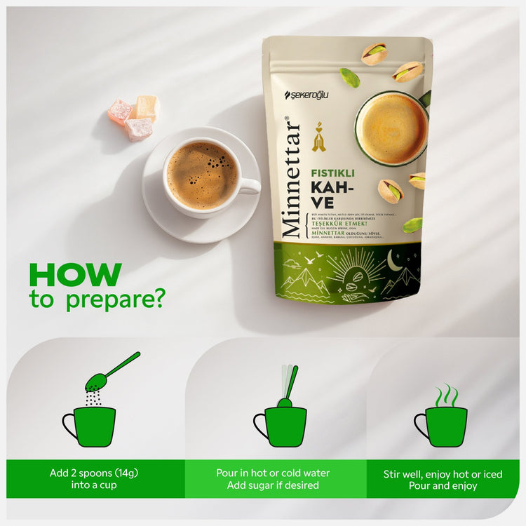 Şekeroğlu Minnettar Pistachio Turkish Coffee – Authentic Turkish Coffee with Ground Pistachio – 165g (5.82 oz) - Exporgin | Türkiye Comes to You