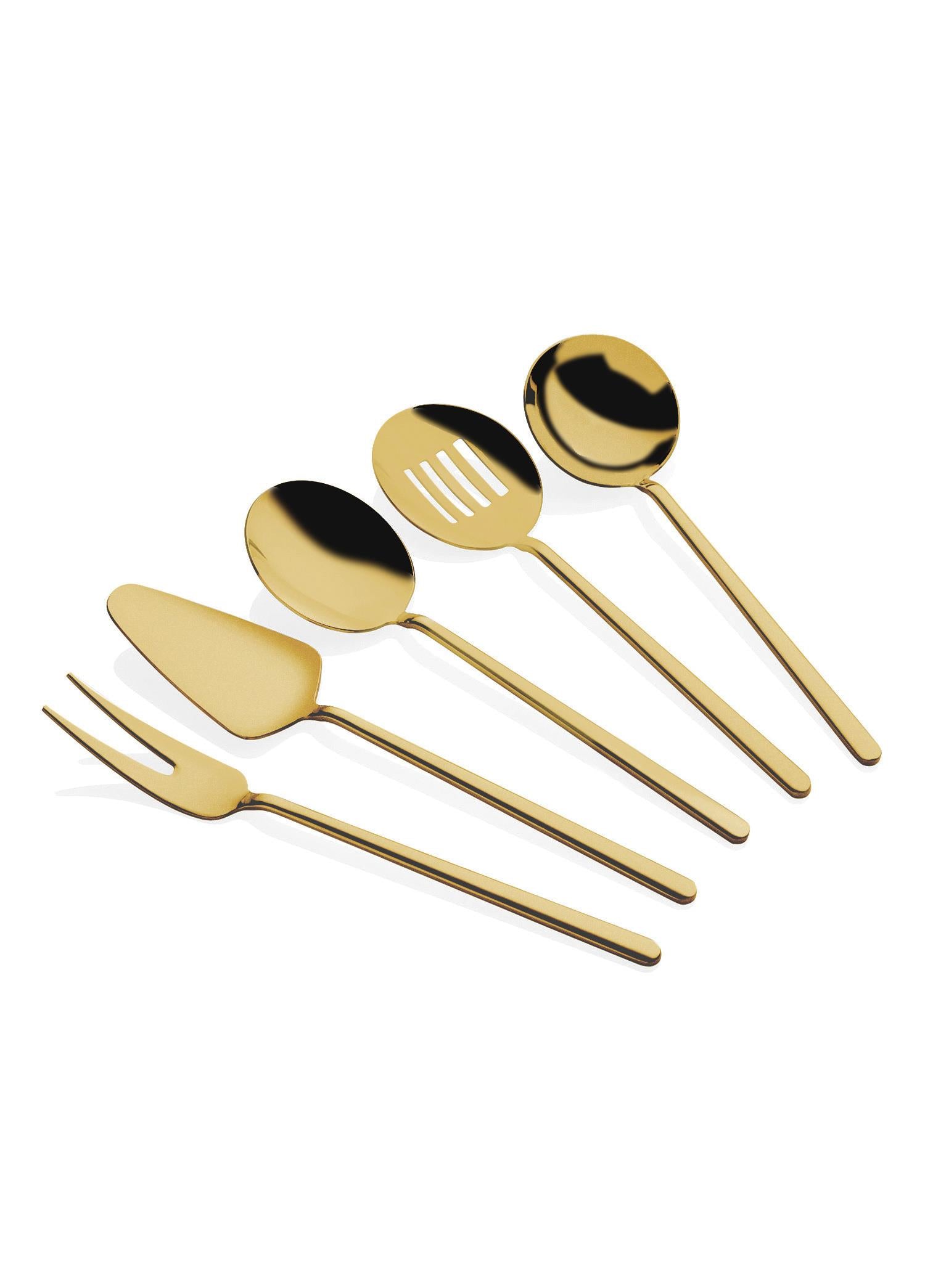 Gourmet Serving Set Matt Gold 5 Pieces