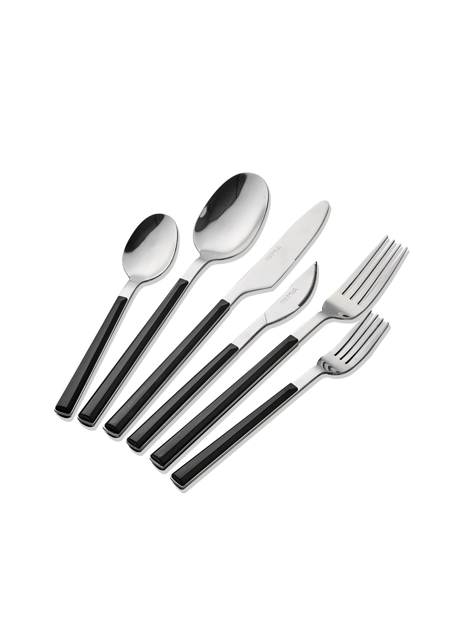 Shadow Cutlery Set Black Silver 36 Pieces