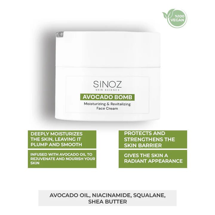 Sinoz Avocado Bomb Moisturizing Face Cream 50ml (1.69 fl oz) - Exporgin | Global Shopping Site