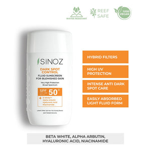 Sinoz Dark Spot Control Fluid Sunscreen SPF50+ / PA++++ – Brightening and Protective - Exporgin - Global Shopping Site