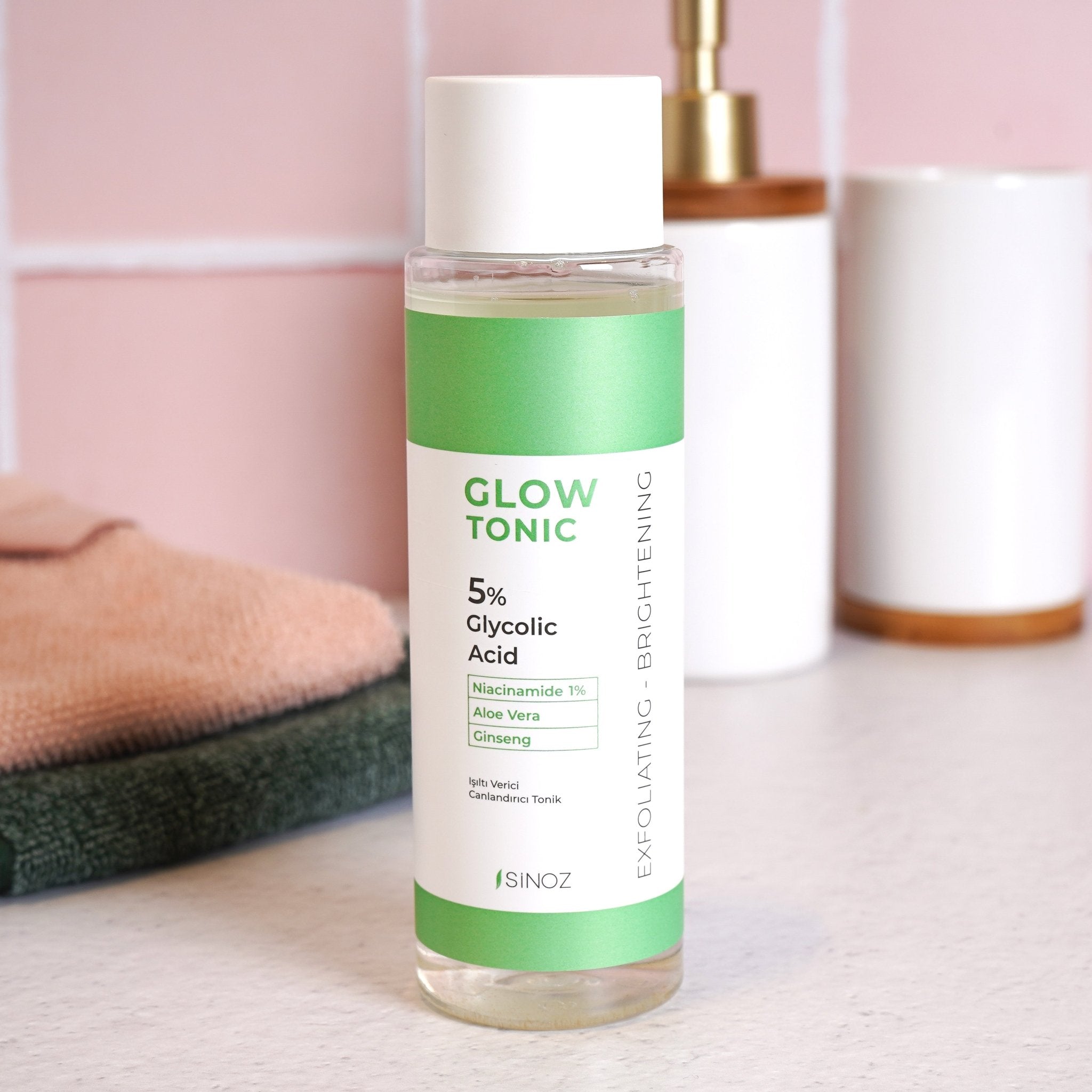 Sinoz Glow Tonic - Pore Tightening Purifying Revitalizing Peeling Effect Glycolic Acid 5% + Niacinamide 1% 200 ml - Exporgin - Global Shopping Site