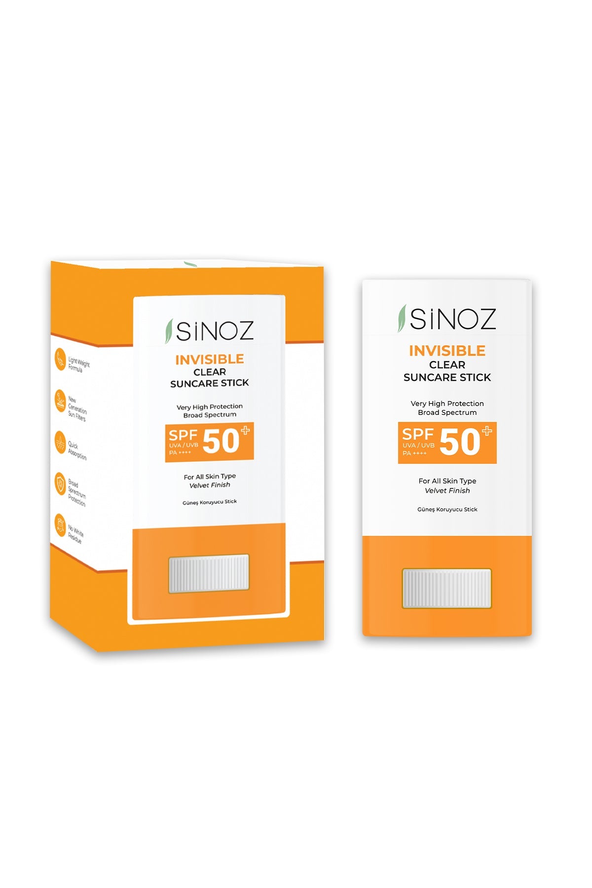 Sinoz Invisible Clear Suncare Stick SPF 50+ - Moisturizing and Soothing High Protection Transparent Stick Sun Cream 15 gr - Exporgin - Global Shopping Site