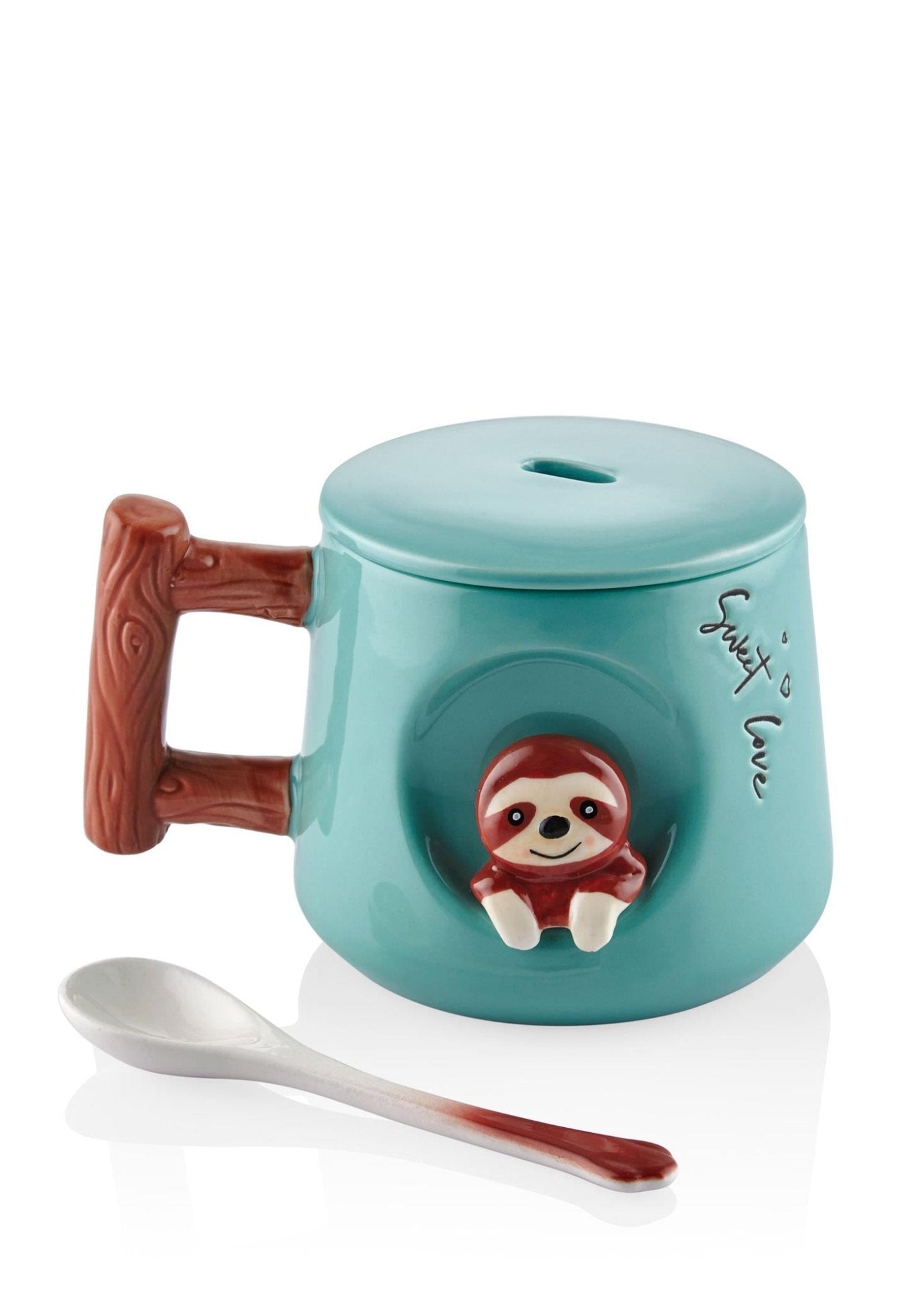 Sloth Mug with Lid and Spoon 370 ml - Exporgin - Global Shopping Site