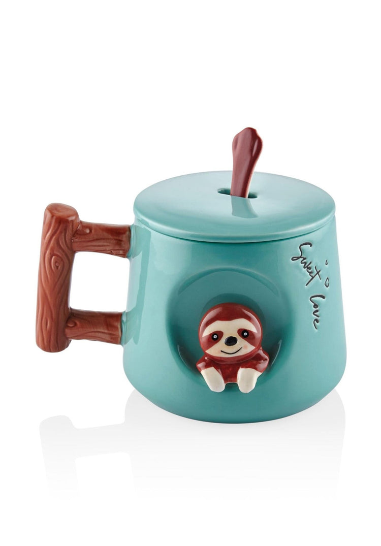 Sloth Mug with Lid and Spoon 370 ml - Exporgin - Global Shopping Site