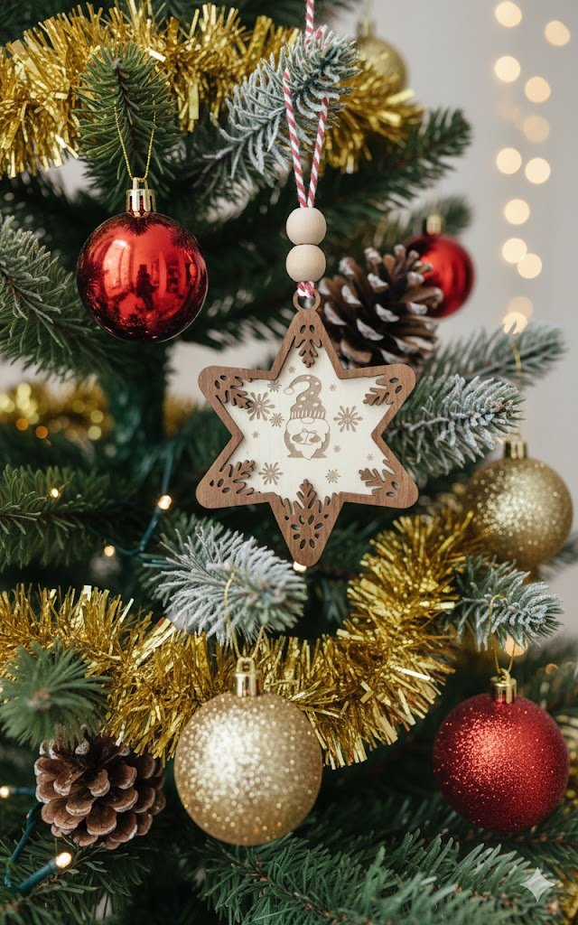 Snow Design Wooden Christmas Ornaments – Snowman, Santa, Reindeer, Snowflake, Merry Bright, Noel & Happy Christmas Laser Cut Tree Decor - Exporgin | Türkiye Comes to You