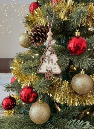 Snow Design Wooden Christmas Ornaments – Snowman, Santa, Reindeer, Snowflake, Merry Bright, Noel & Happy Christmas Laser Cut Tree Decor - Exporgin | Türkiye Comes to You