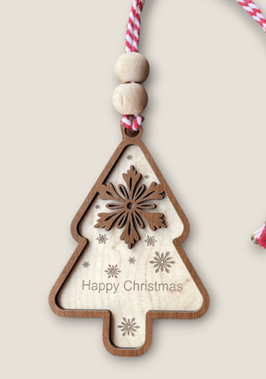 Snow Design Wooden Christmas Ornaments – Snowman, Santa, Reindeer, Snowflake, Merry Bright, Noel & Happy Christmas Laser Cut Tree Decor - Exporgin | Türkiye Comes to You