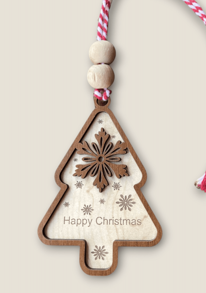 Snow Design Wooden Christmas Ornaments – Snowman, Santa, Reindeer, Snowflake, Merry Bright, Noel & Happy Christmas Laser Cut Tree Decor - Exporgin | Türkiye Comes to You