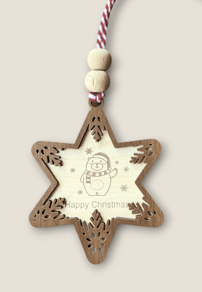 Snow Design Wooden Christmas Ornaments – Snowman, Santa, Reindeer, Snowflake, Merry Bright, Noel & Happy Christmas Laser Cut Tree Decor - Exporgin | Türkiye Comes to You