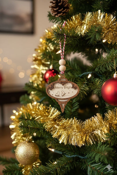 Snow Design Wooden Christmas Ornaments – Snowman, Santa, Reindeer, Snowflake, Merry Bright, Noel & Happy Christmas Laser Cut Tree Decor - Exporgin | Türkiye Comes to You