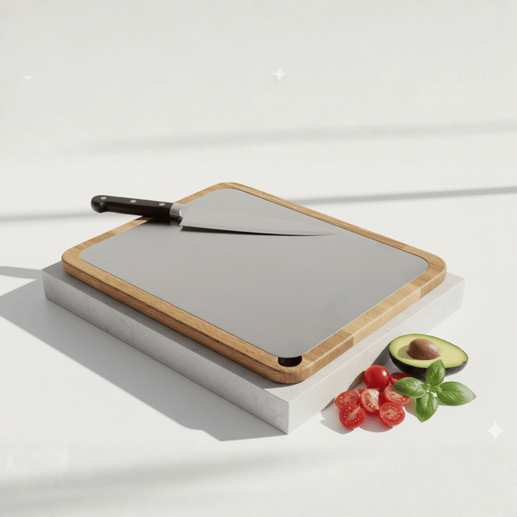 Stainless Steel Cutting Board with Wooden Frame | Hygienic & Stylish - Exporgin | Türkiye Comes to You