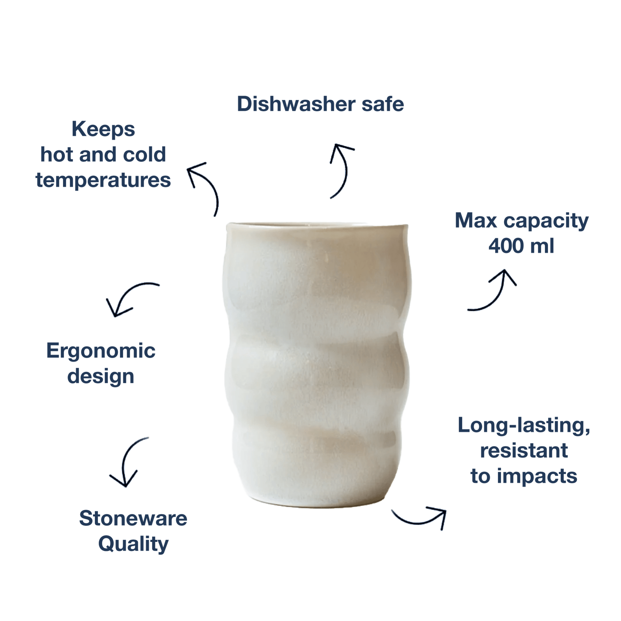 Stoneware Lungo Mug 400ml (13.53 fl oz) - Exporgin | Global Shopping Site