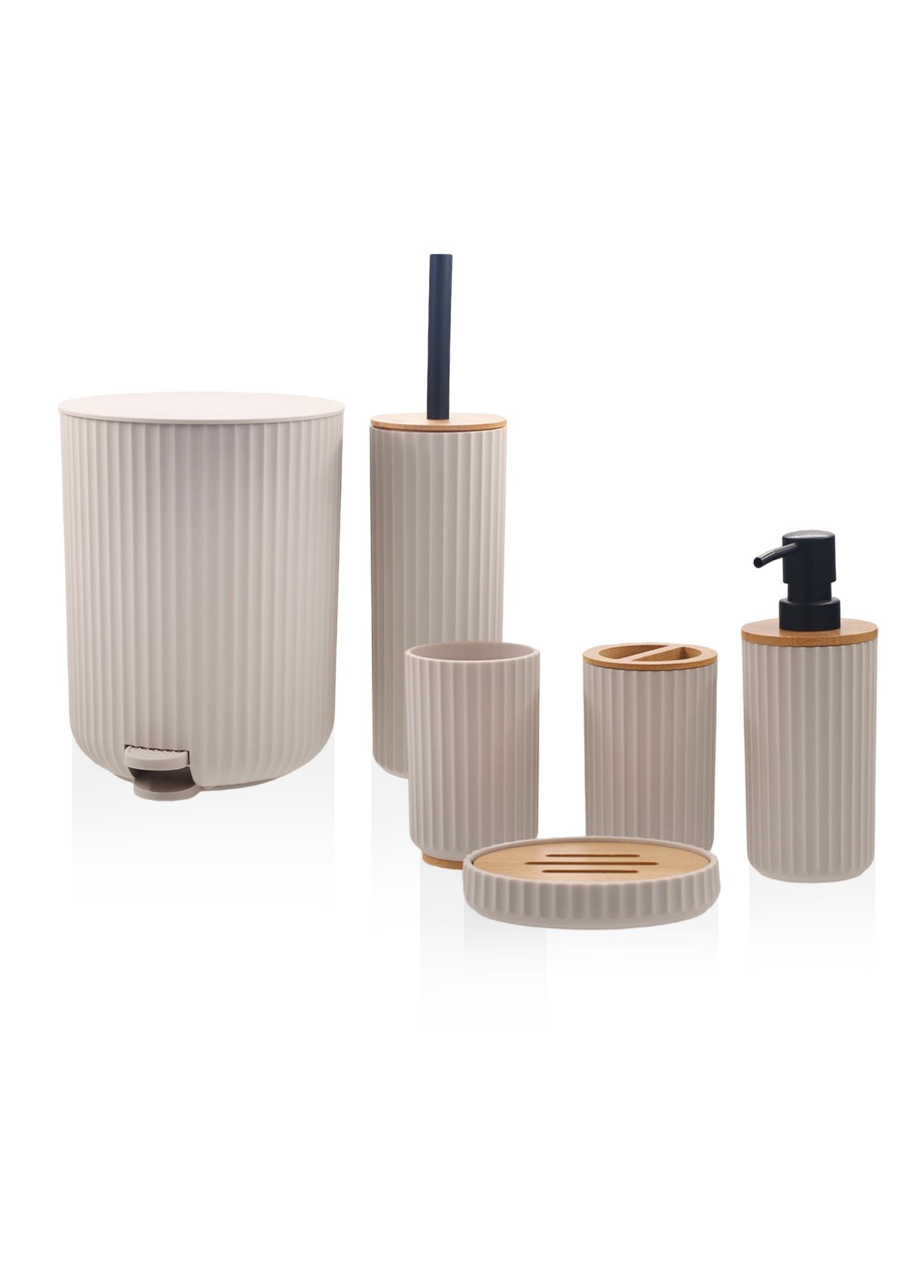 Stripe Bathroom Set Cream 6 Pieces