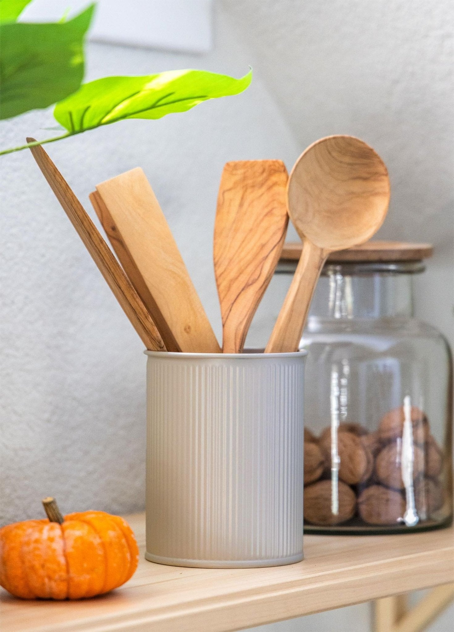 Stripe Countertop Spoon Holder Beige 13x11 cm - Exporgin | Türkiye Comes to You