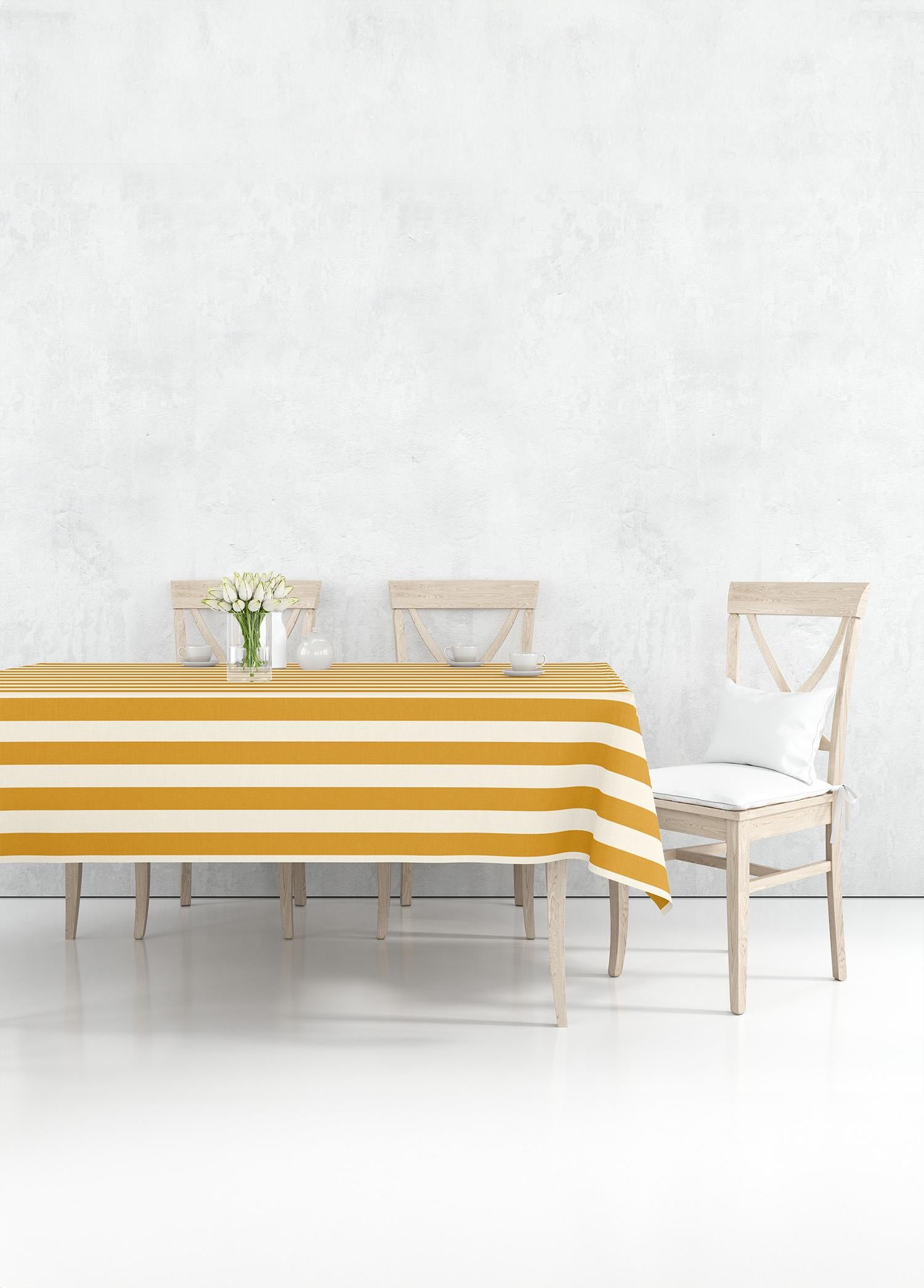 Stripe Rectangular Tablecloth Mustard 150x230 cm