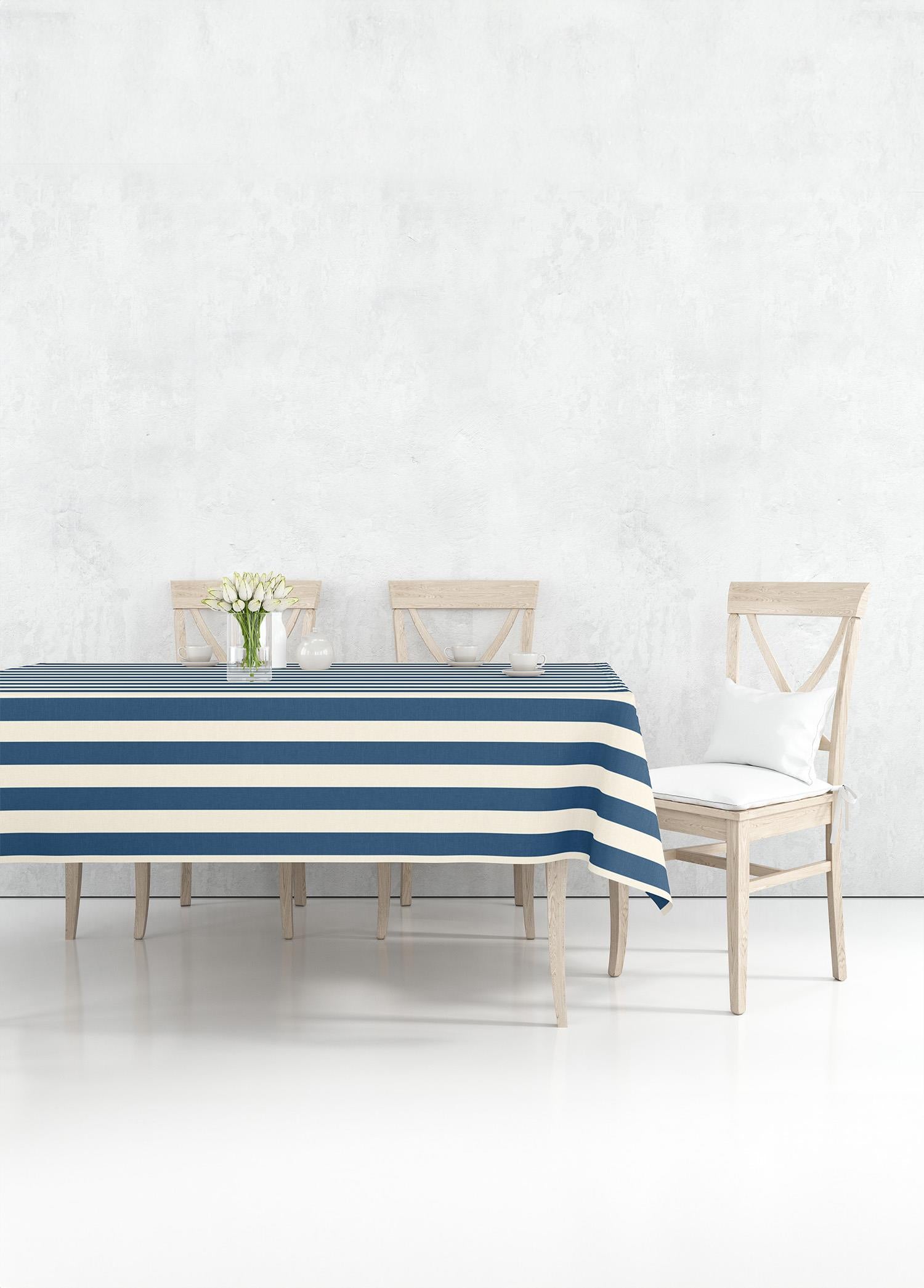 Stripe Rectangular Tablecloth Navy Blue 150x230 cm