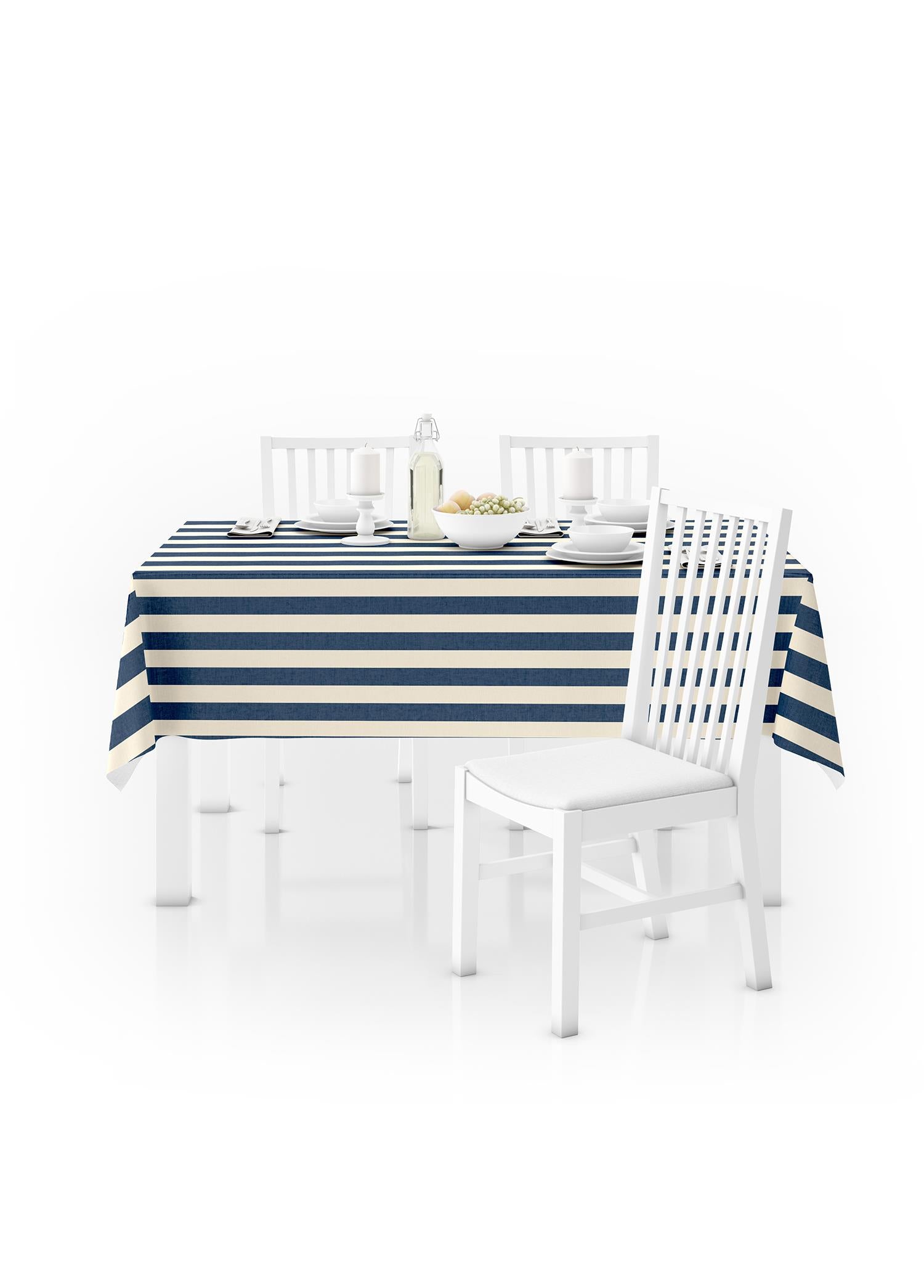 Stripe Rectangular Tablecloth Navy Blue 150x230 cm