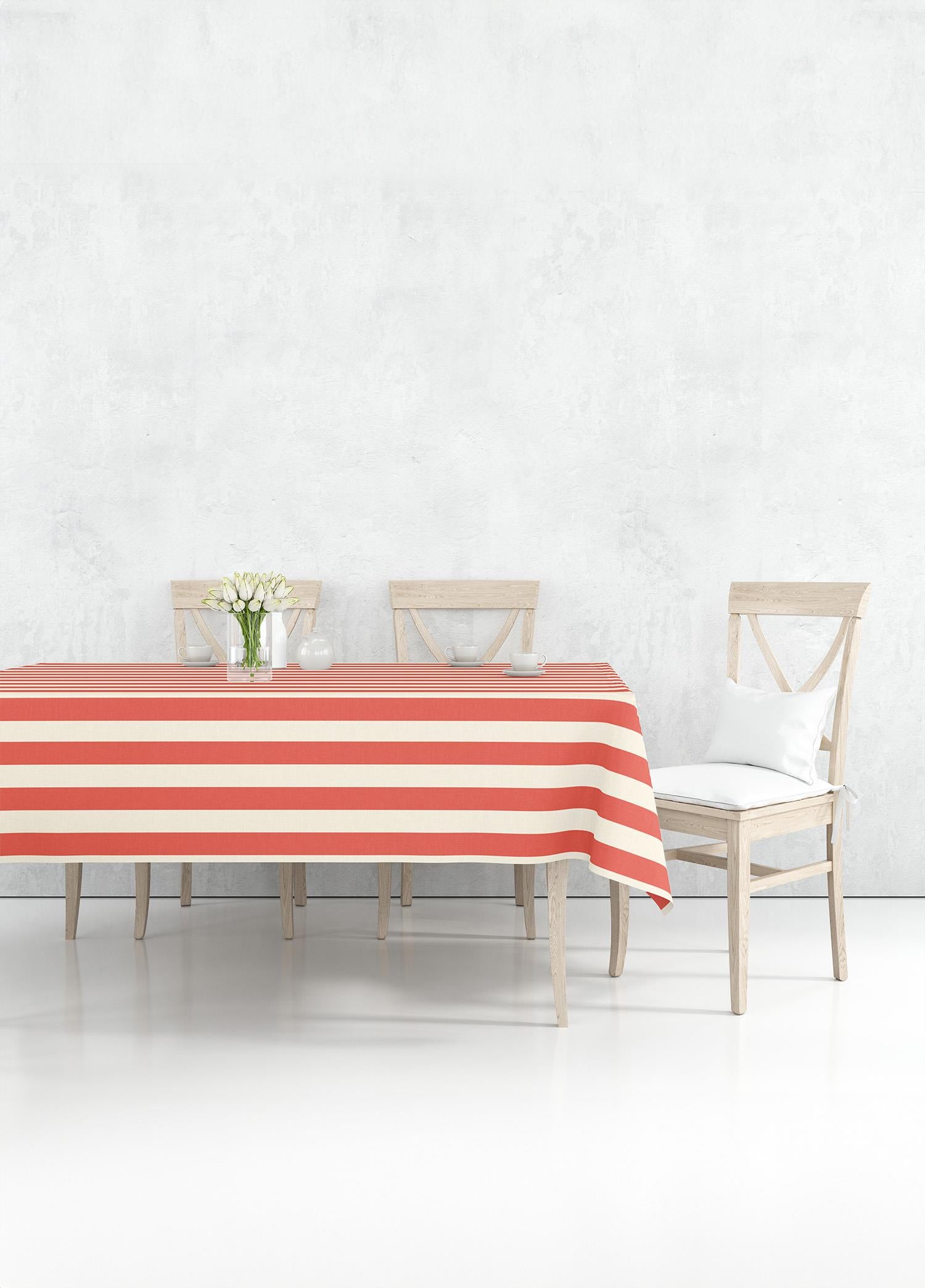 Stripe Rectangular Tablecloth Pomegranate Flower 150x230cm