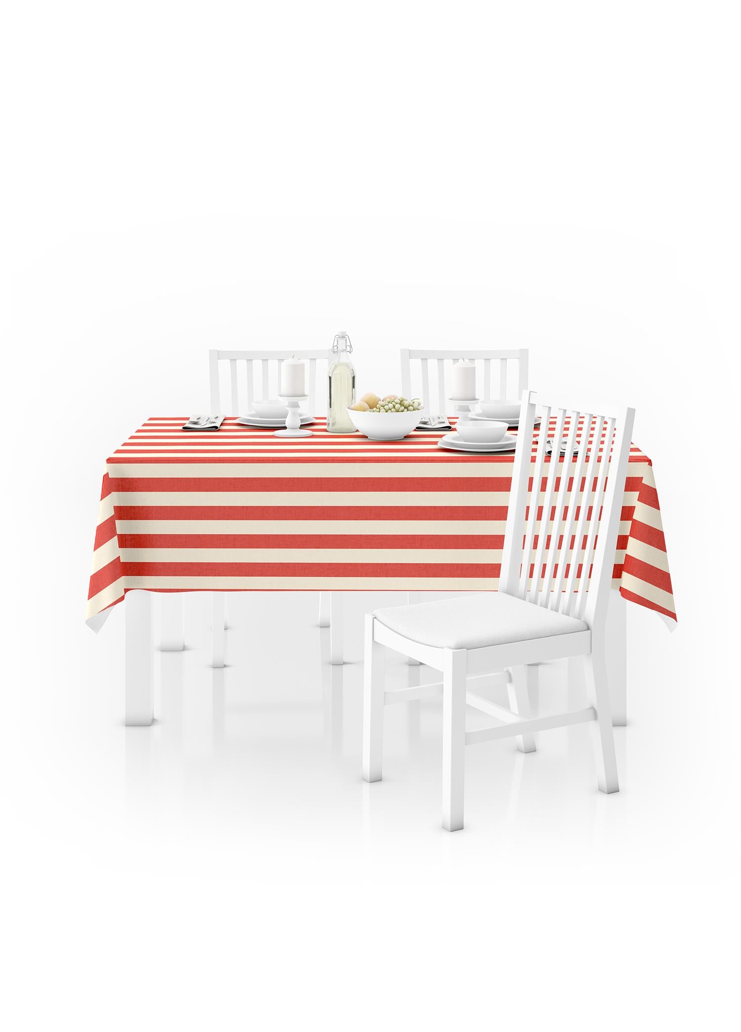 Stripe Rectangular Tablecloth Pomegranate Flower 150x230cm