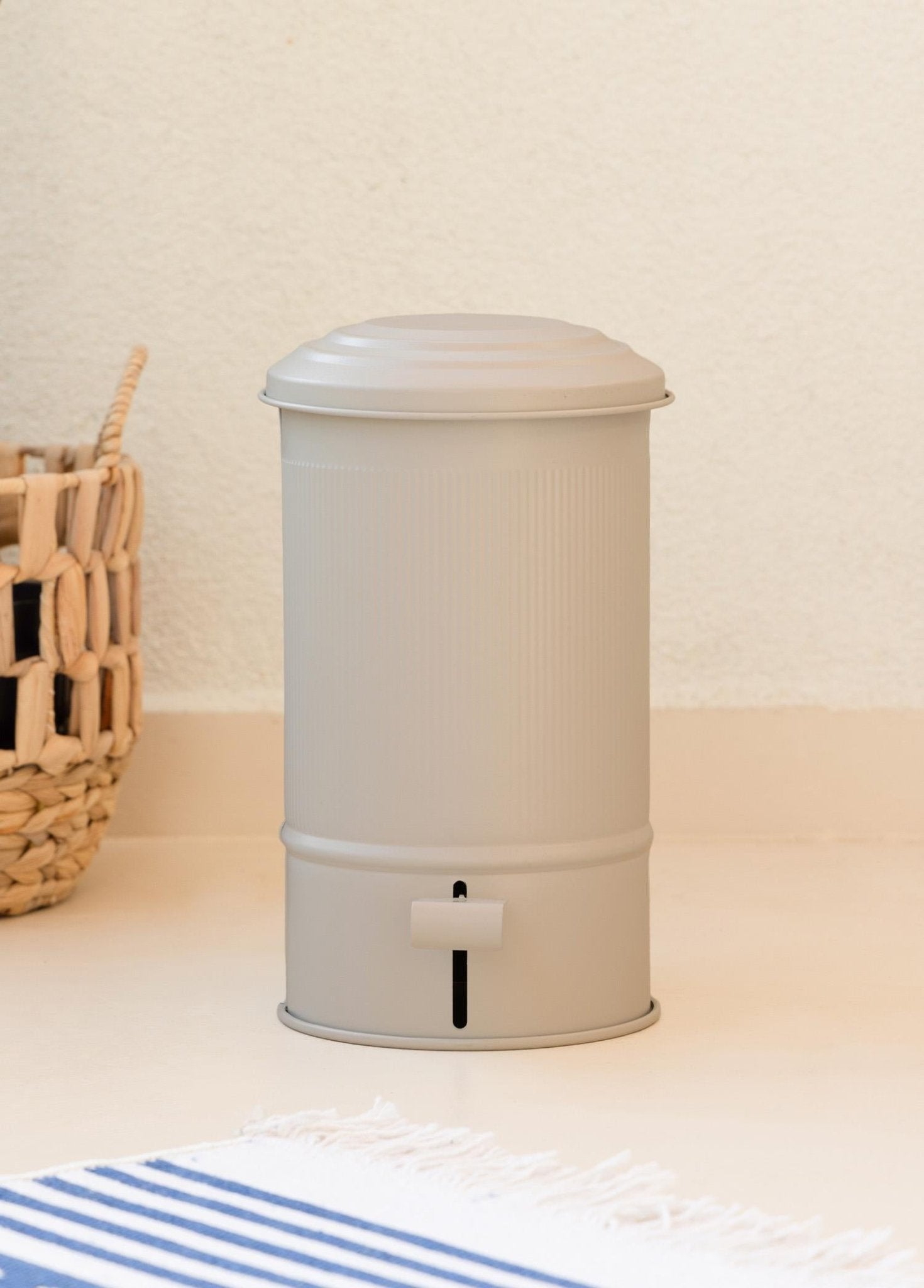 Stripe Kitchen and Bathroom Trash Can Beige 5 Lt - Exporgin | Türkiye Comes to You