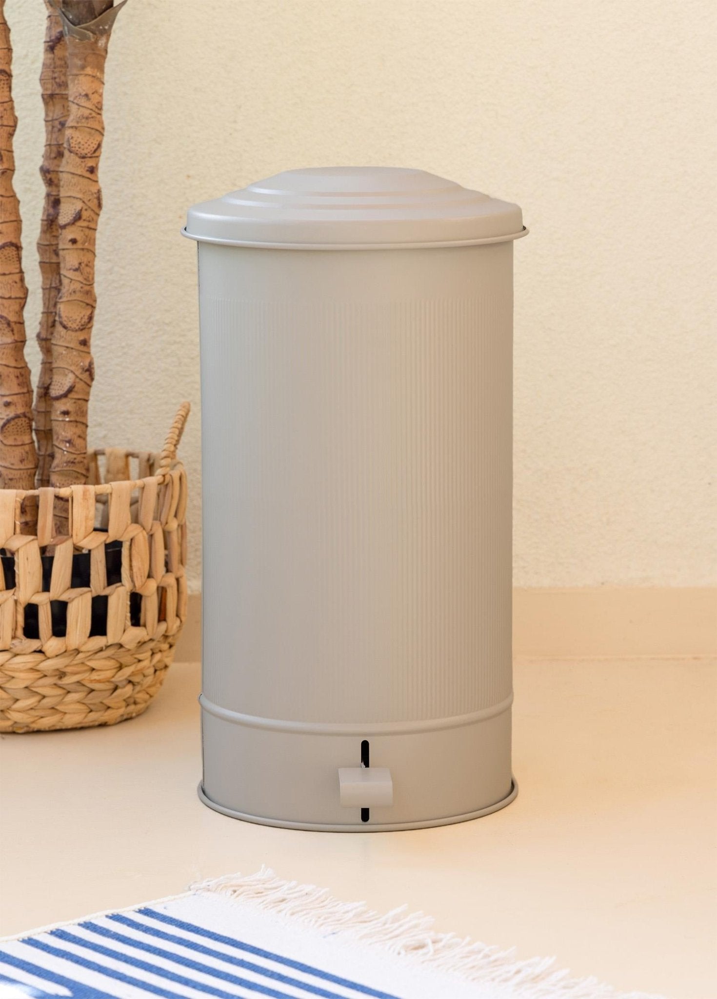 Stripe Kitchen Trash Can Beige 24 Lt - Exporgin | Türkiye Comes to You