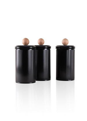 Stripe Tea Coffee Sugar Jar Black 1.20 Lt - Exporgin | Türkiye Comes to You