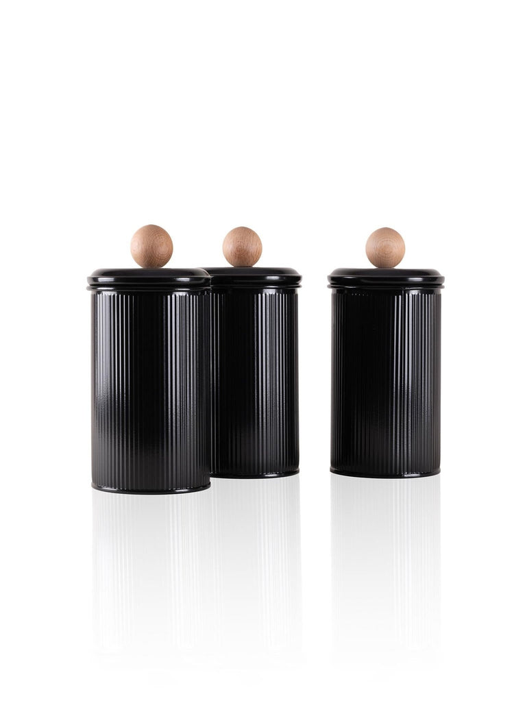 Stripe Tea Coffee Sugar Jar Black 1.20 Lt - Exporgin | Türkiye Comes to You