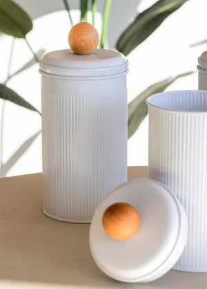 Stripe Tea Coffee Sugar Jar White 1.20 Lt - Exporgin | Türkiye Comes to You