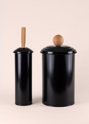 Stripe Trash Can & Toilet Brush Bathroom Set Black - Exporgin | Türkiye Comes to You