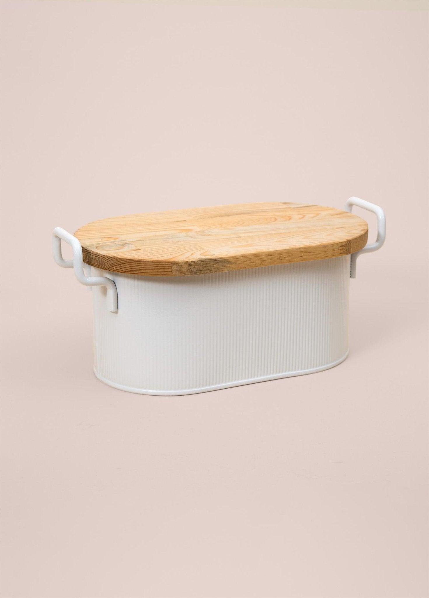 Stripe Wooden Lid Bread Storage Box White 40x22x18 cm - Exporgin | Türkiye Comes to You