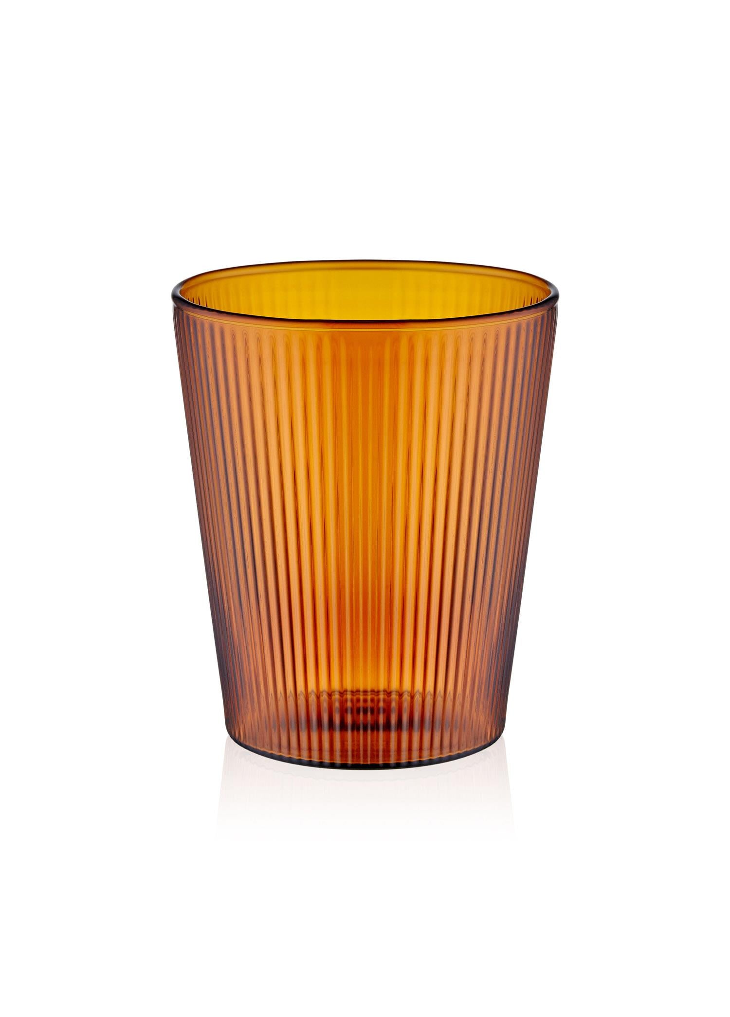 Striped Borosilicate Glass Cup Amber 400 ml