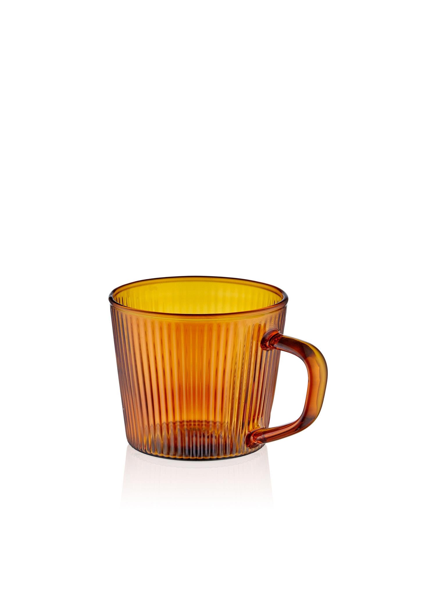 Striped Borosilicate Glass Coffee Mug Amber 140 ml