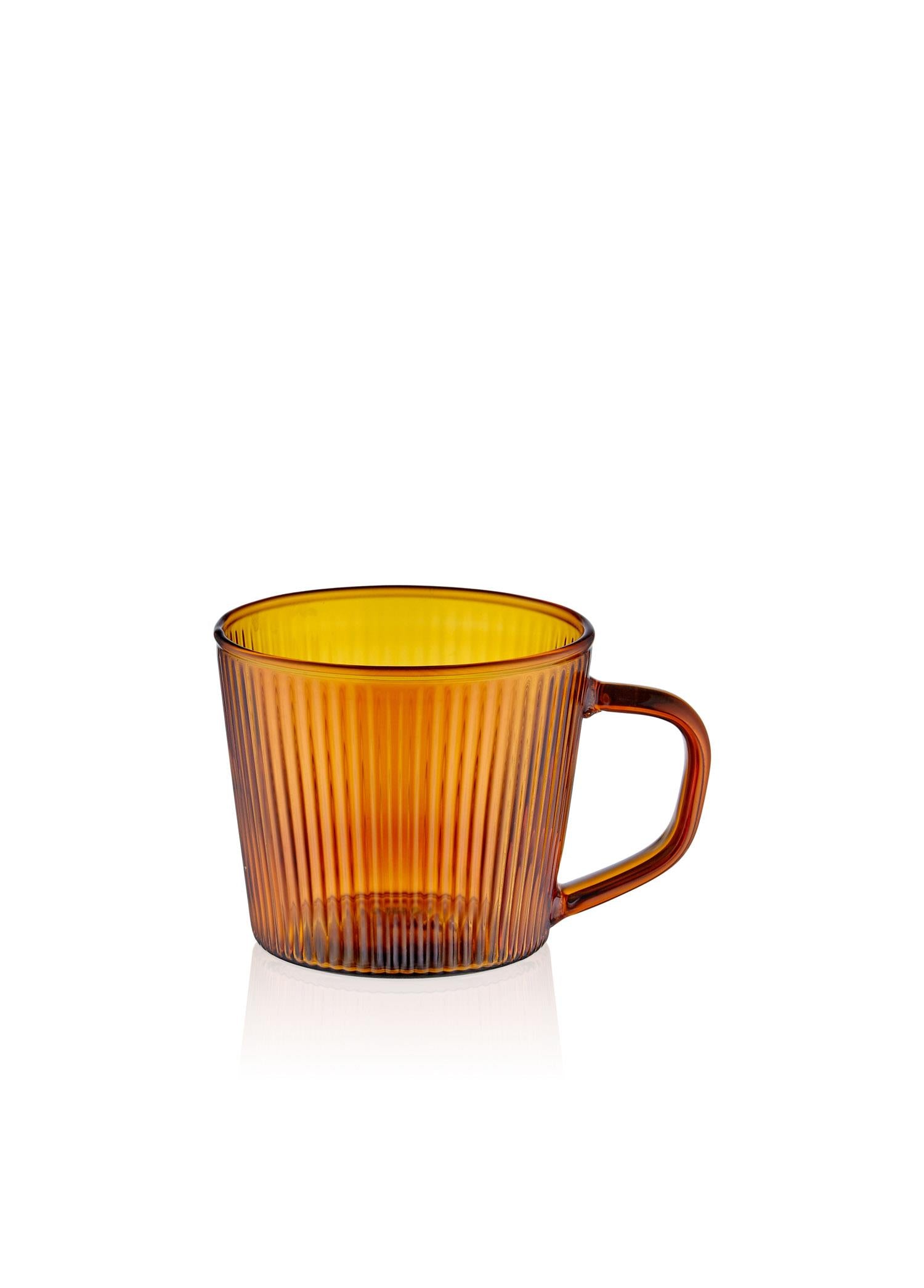 Striped Borosilicate Glass Coffee Mug Amber 140 ml