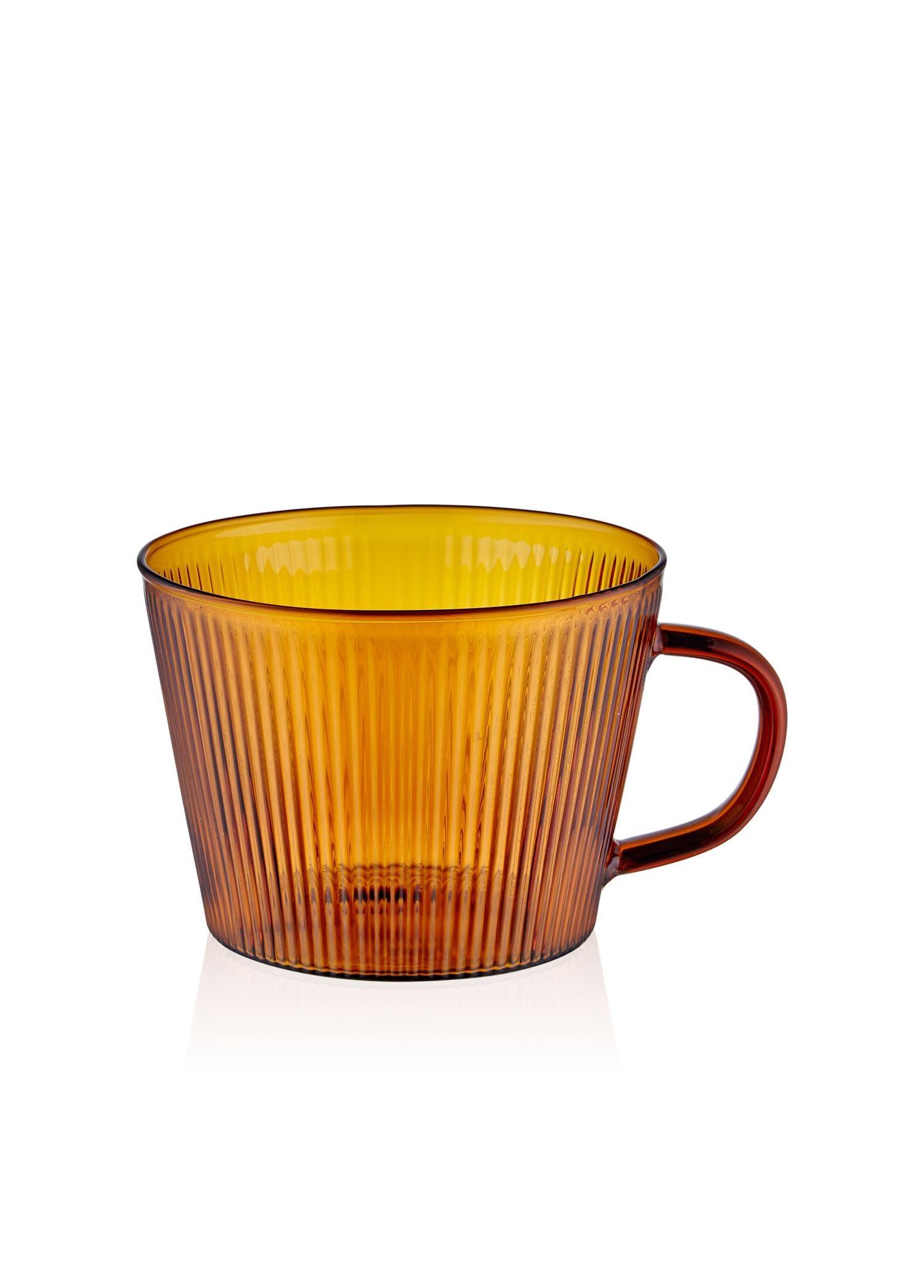 Striped Borosilicate Glass Coffee Mug Amber 310 ml