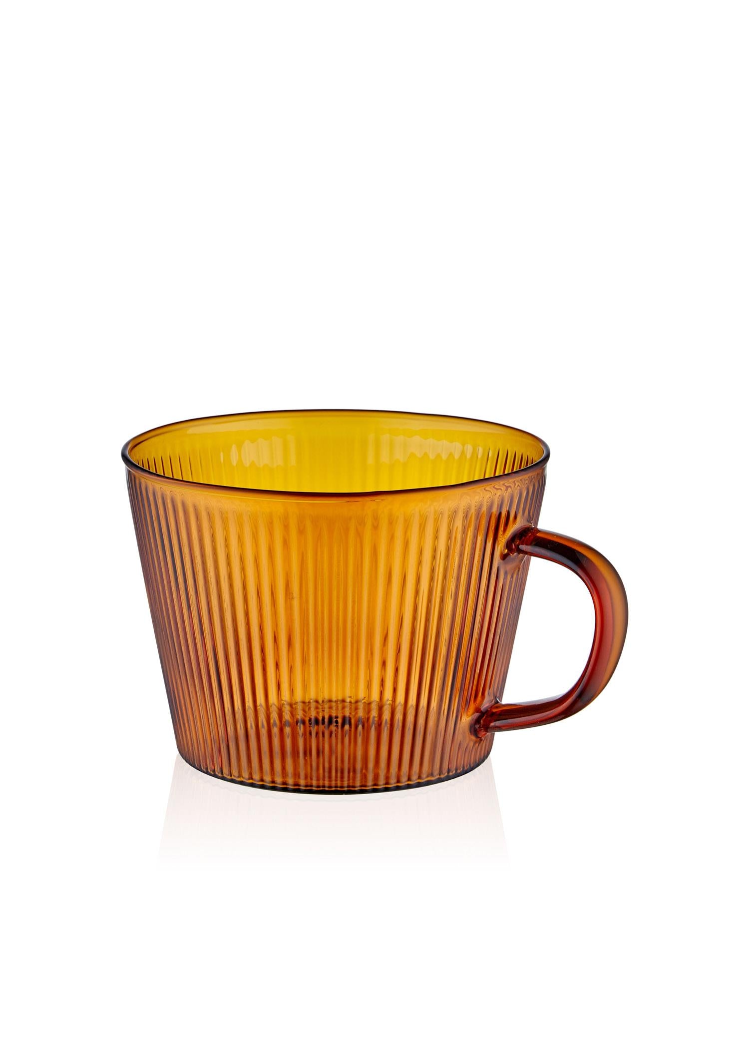 Striped Borosilicate Glass Coffee Mug Amber 310 ml