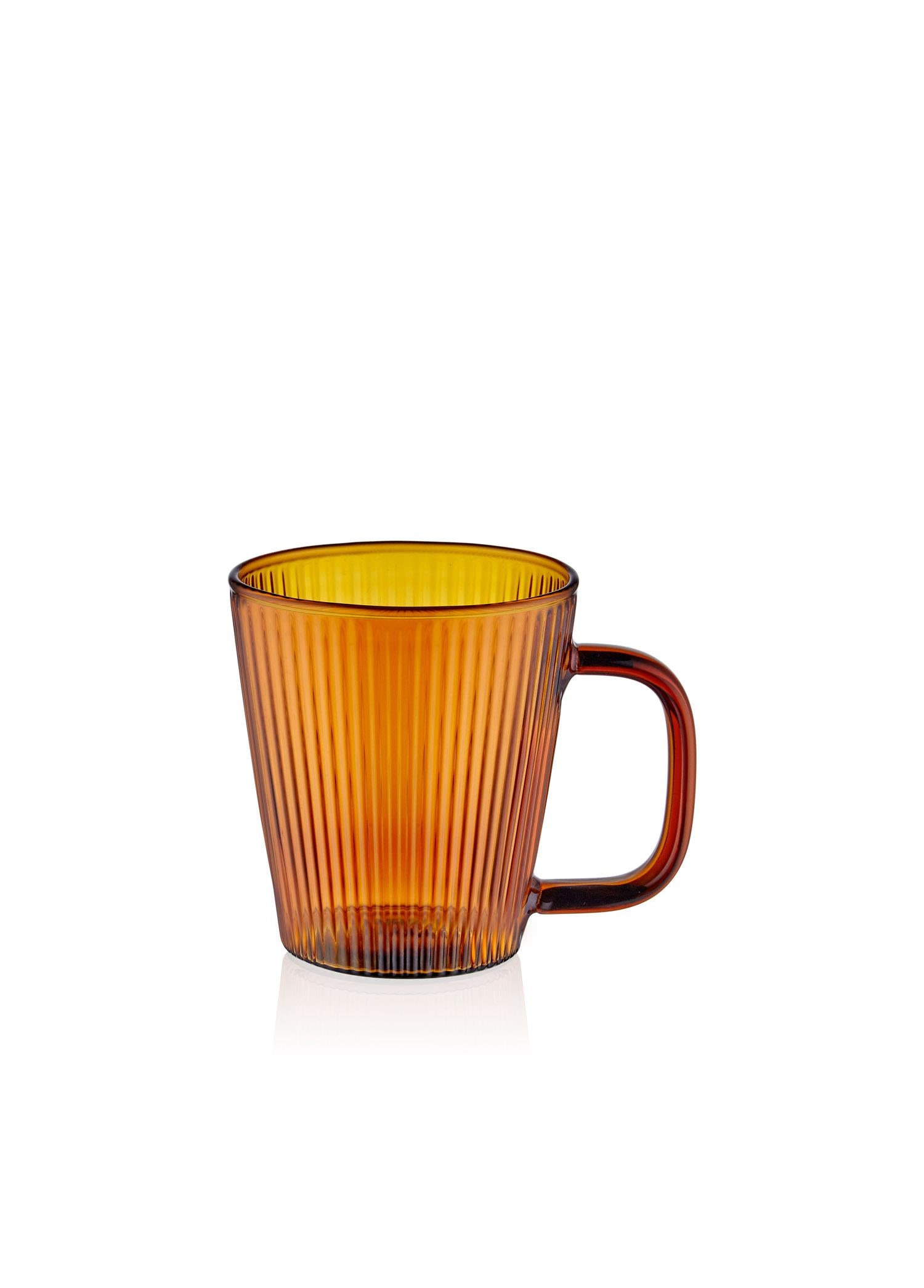 Striped Borosilicate Glass Mug Amber 130 ml