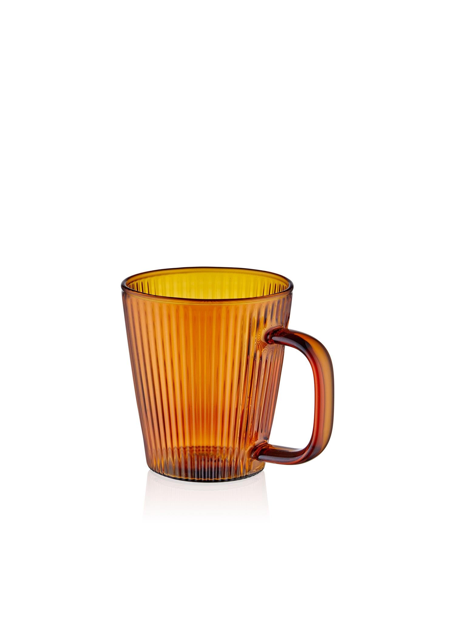 Striped Borosilicate Glass Mug Amber 130 ml