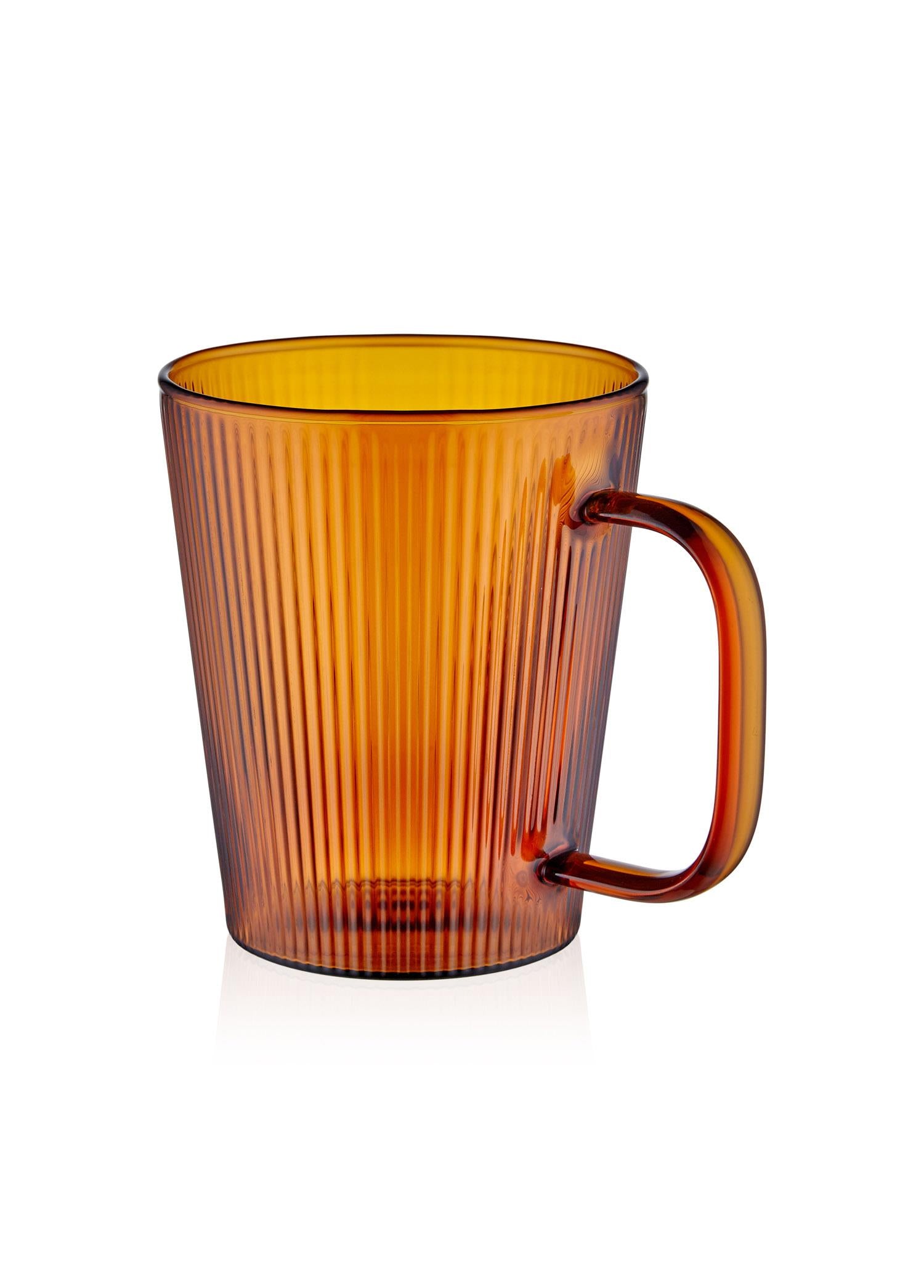 Striped Borosilicate Glass Mug Amber 400 ml