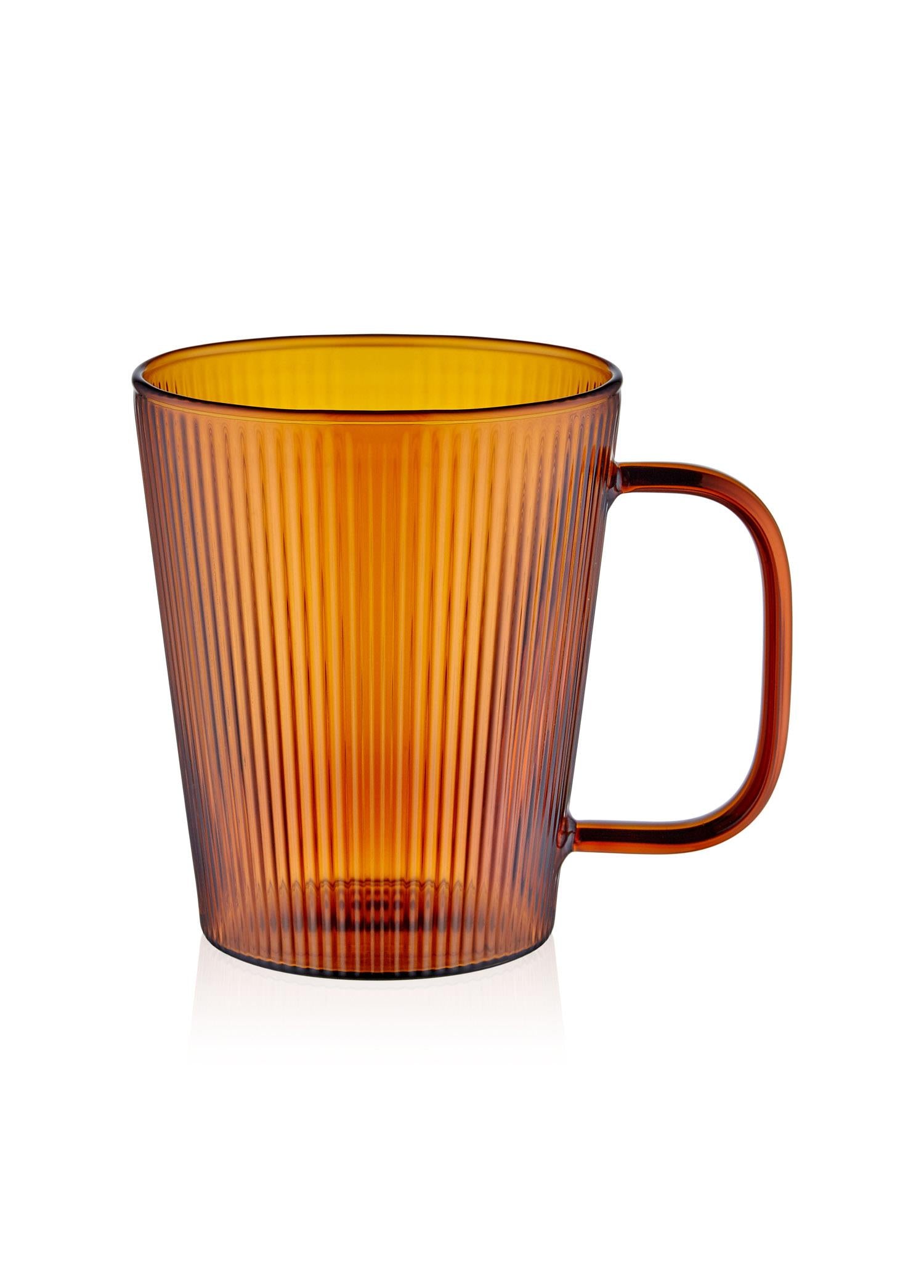 Striped Borosilicate Glass Mug Amber 400 ml